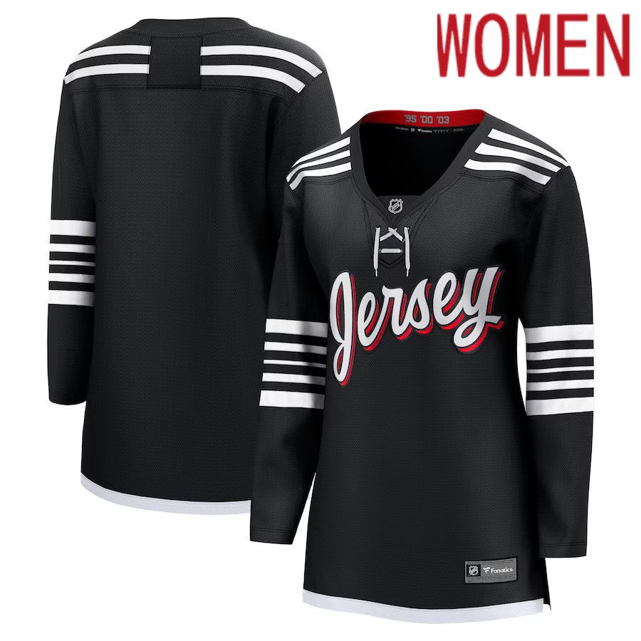 Women New Jersey Devils Fanatics Branded Black Alternate Premier Breakaway Team NHL Jersey->women nhl jersey->Women Jersey